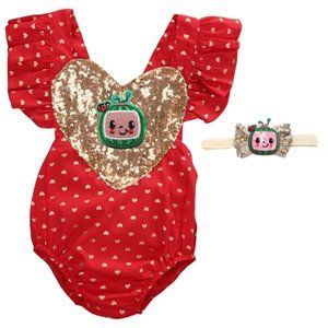 Cocomelon Dress Outfit Coco melon Romper Clothes Jumpsuit Baby Clothes Bow